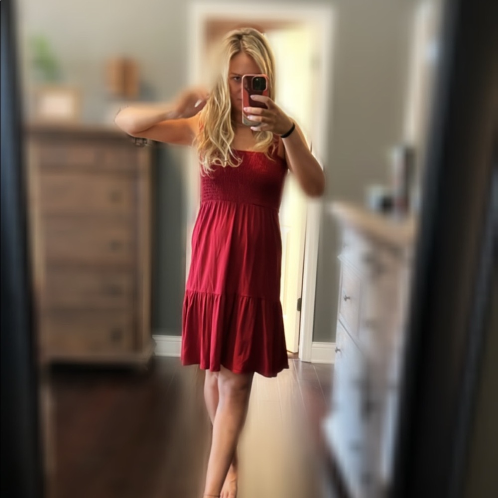 Ann Taylor loft red midi dress